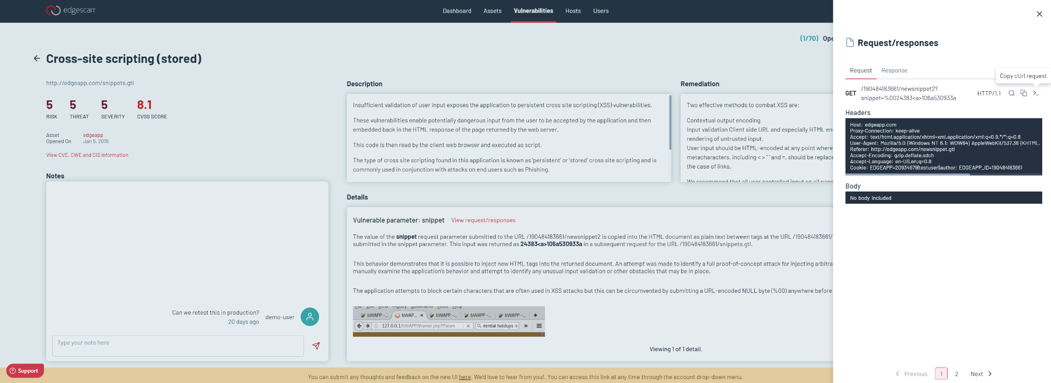 Edgescan Validation Screenshots