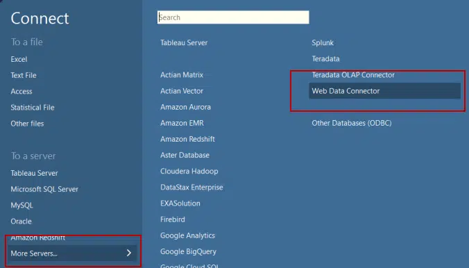 Web Data Connector - Tree