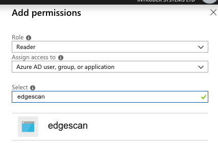 Microsoft Azure - Edgescan Integration - Add permissions