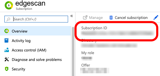 Microsoft Azure - Edgescan Integration - Subscription ID