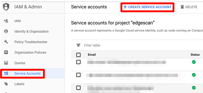 Google Cloud Platform -Create Service Account